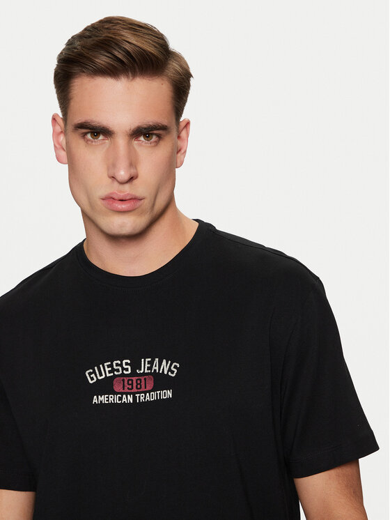 Guess Jeans Guess Jeans Marškinėliai M5RI77 K8FQ4 Juoda Regular Fit