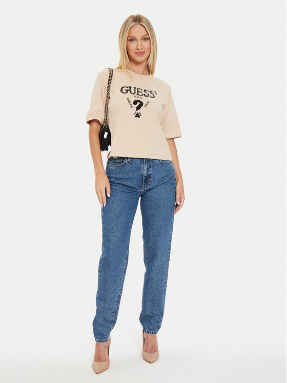 Guess Guess Póló Aurelie V4YI06 I3Z14 Bézs Boxy Fit