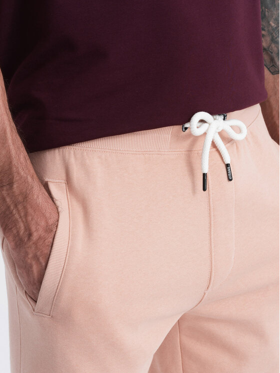 Ombre Ombre Šortky z materiálu OM-SRBS-0139 Růžová Regular Fit