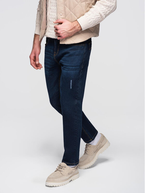 Ombre Ombre Jeansy OM-PADP-0241 Granatowy Regular Fit