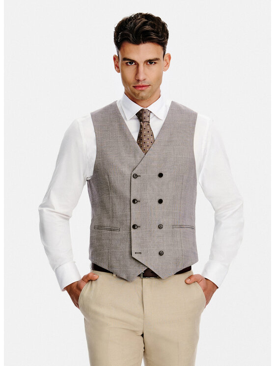 Pako Lorente Pako Lorente Kamizelka garniturowa P26SF-8X-002 Brązowy Slim Fit