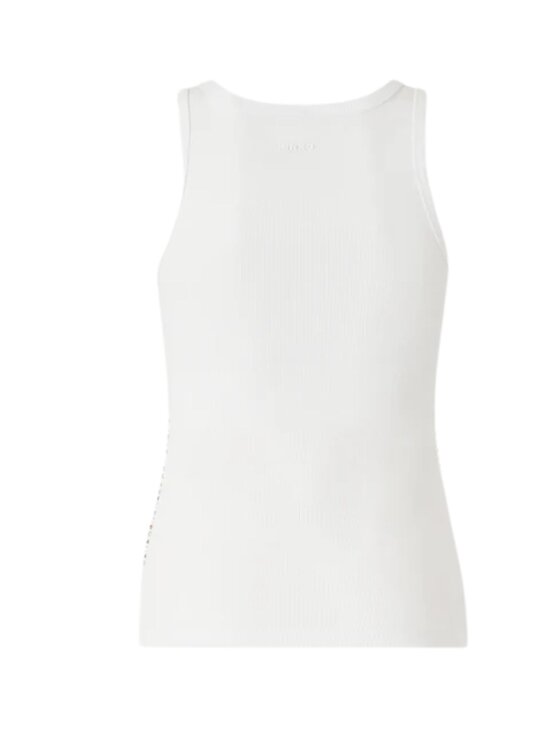 PINKO PINKO Top CECILY CANOTTIERA COSTINA DI COTONE Biały Slim Fit