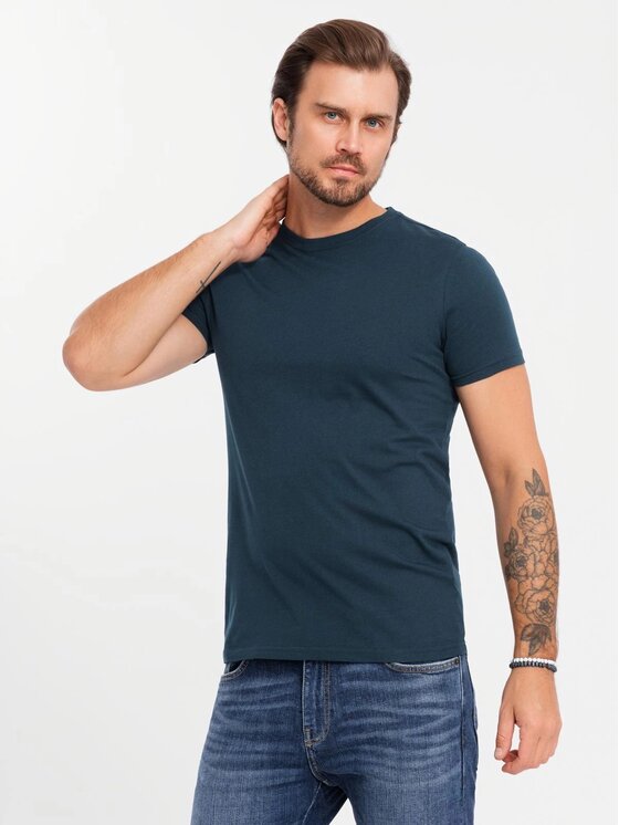 Ombre Ombre Komplet t-shirtów OM-TSBS-0232 Biały Regular Fit