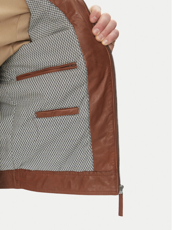 Serge Pariente Serge Pariente Usnjena jakna Tonic Rjava Slim Fit