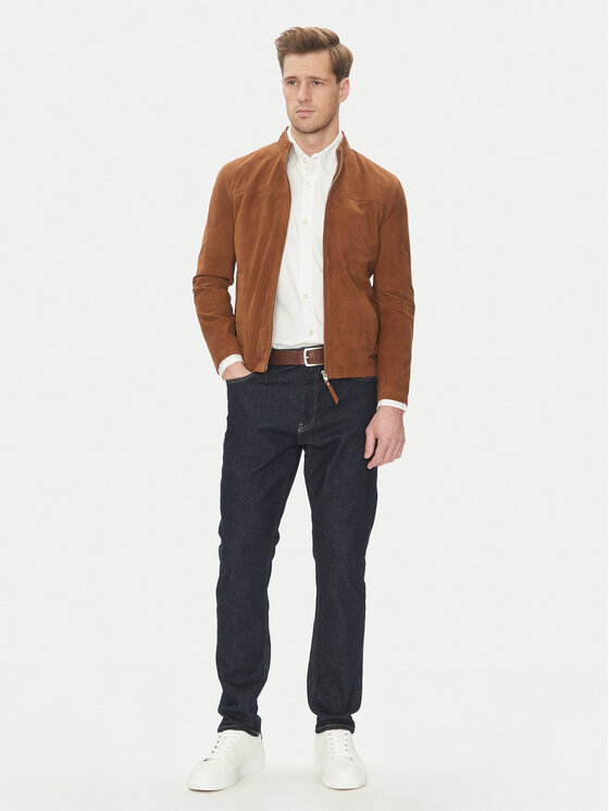 Serge Pariente Serge Pariente Usnjena jakna Sylvino Vs Rjava Slim Fit