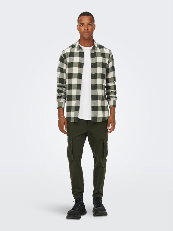 Only & Sons Only & Sons Camicia Gudmund 22007112 Verde Slim Fit