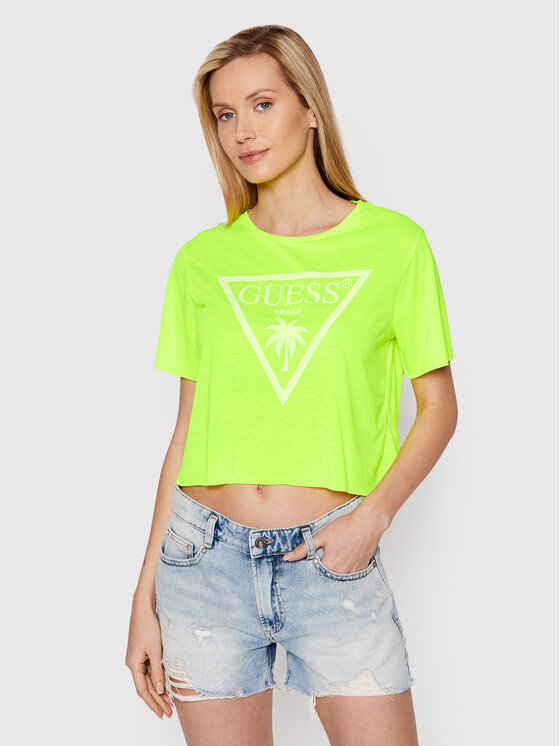 Guess T-krekls E02I01 KB9I0 Zaļš Regular Fit