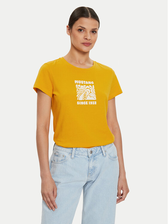 Mustang Tričko Loa 1015162 Žltá Slim Fit