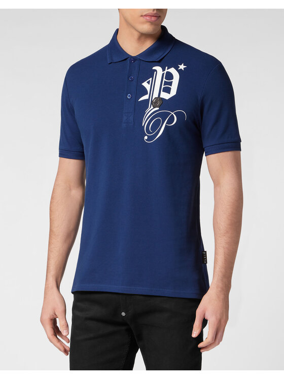 PHILIPP PLEIN PHILIPP PLEIN Polo 275 Niebieski jasny Slim Fit