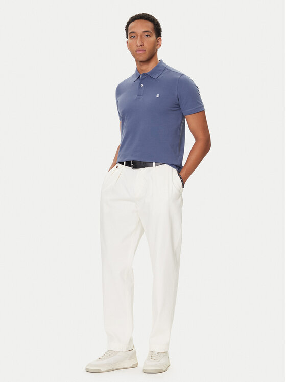 United Colors Of Benetton United Colors Of Benetton Тениска с яка и копчета 3089J3179 Тъмносин Regular Fit
