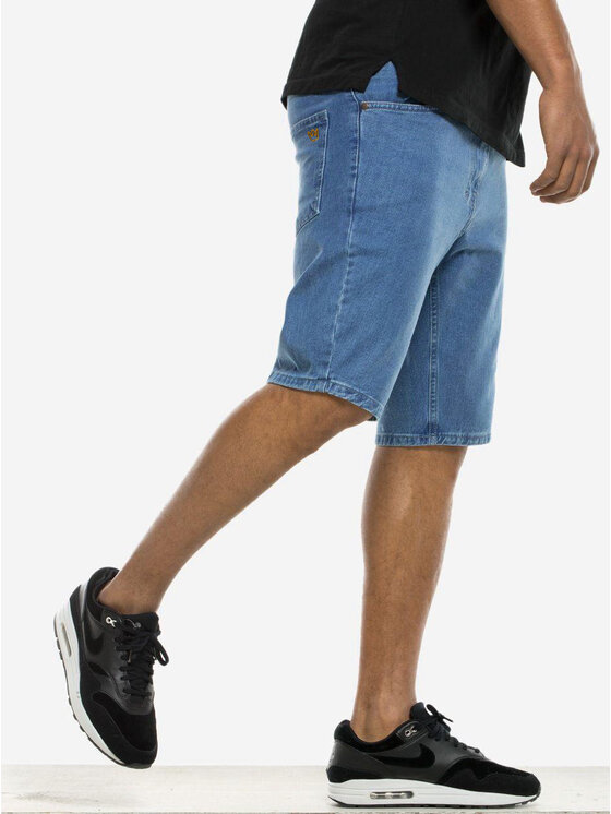 Jigga Wear Jigga Wear Szorty jeansowe Krótkie Spodenki Jeansowe Męskie Ciemne Niebieski Jigga Wear Small Outline Crown XXL Niebieski Regular Fit