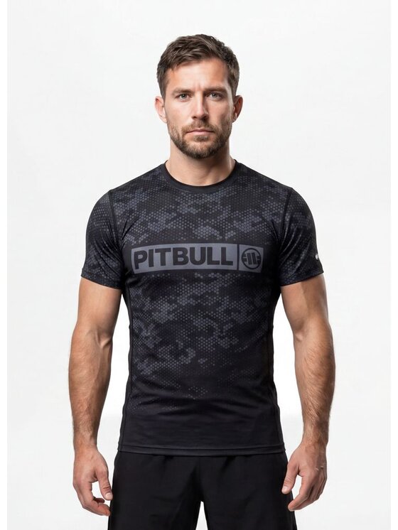 PITBULL PITBULL Koszulka techniczna HEX CAMO HILLTOP Czarny Regular Fit