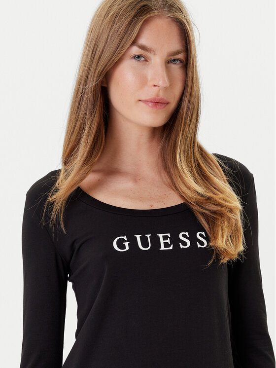Guess Guess Bluză O5RI00 KBBU1 Negru Regular Fit
