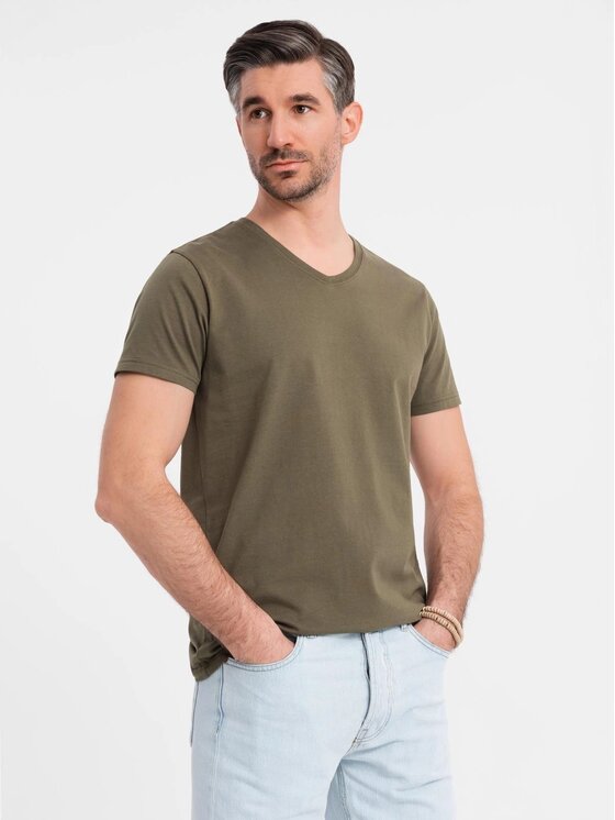 Ombre Ombre T-Shirt OM-TSBS-0237 Zielony Regular Fit