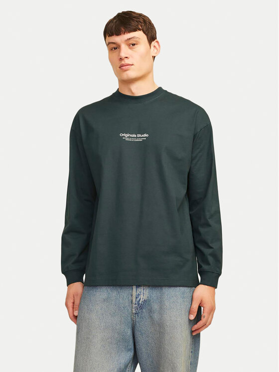 Jack&Jones Longsleeve krekls Vesterbro 12251775 Zaļš Loose Fit