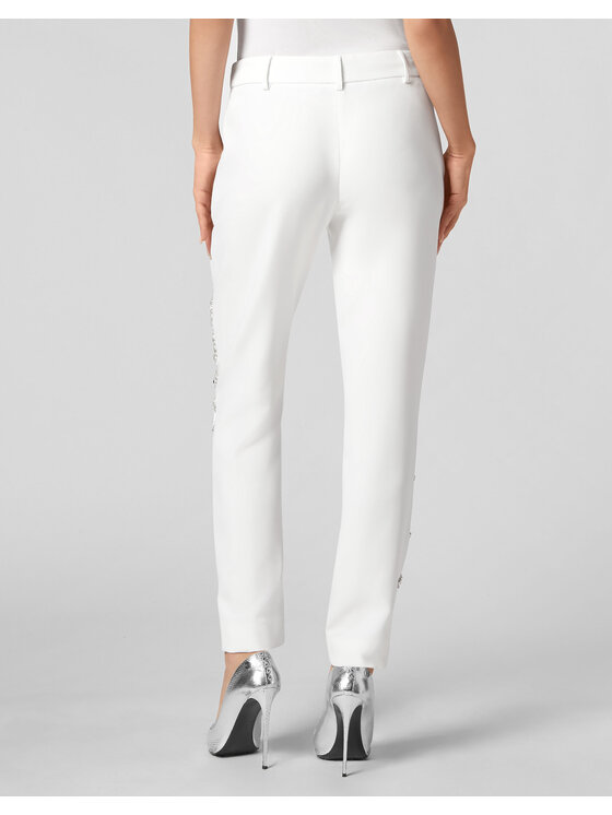 PHILIPP PLEIN PHILIPP PLEIN Spodnie materiałowe 3255 Biały Flare Fit
