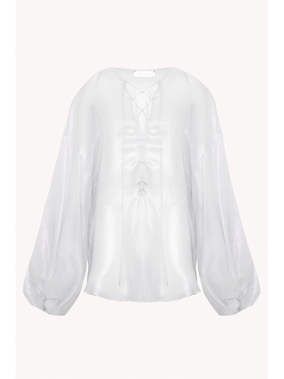 Epuzer Epuzer Koszula Silk sheer Biały Loose Fit