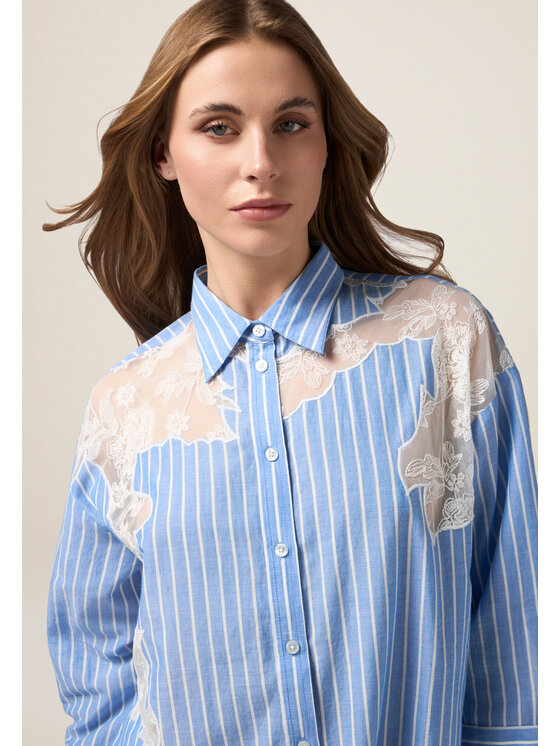 Oltre Oltre Camicia 5180J000728N0R4 Turchese Baggy Fit