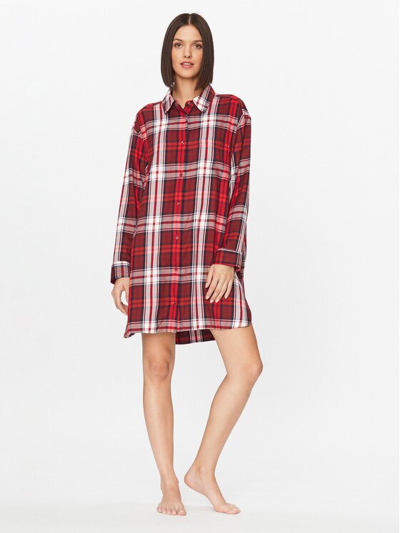 Tommy Hilfiger Tommy Hilfiger Cămașă de noapte UW0UW04874 Roșu Relaxed Fit
