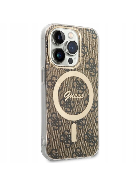 Guess Guess Etui na telefon IML 4G MagSafe Brązowy