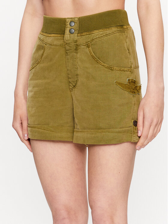 Aeronautica Militare Pantalon scurți din material 231BE183DCT3095 Verde Regular Fit
