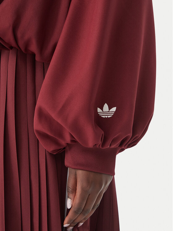 adidas adidas Bluza Satin Pleated Track Top LG4080 Bordowy Relaxed Fit