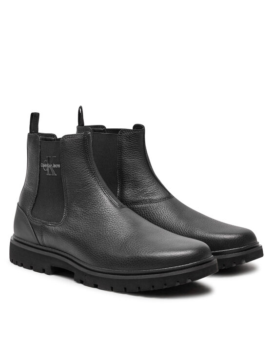 Calvin Klein Jeans Calvin Klein Jeans Kotníková obuv s elastickým prvkem Eva Mid Chelsea Boot Lth YM0YM00750 Černá