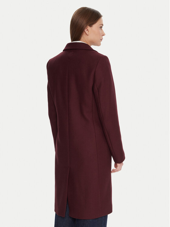 Tommy Hilfiger Tommy Hilfiger Płaszcz wełniany WW0WW46547 Bordowy Regular Fit