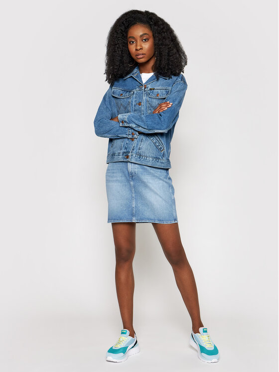 Wrangler Wrangler Fustă de blugi Mom W22VJH28X Bleumarin Slim Fit