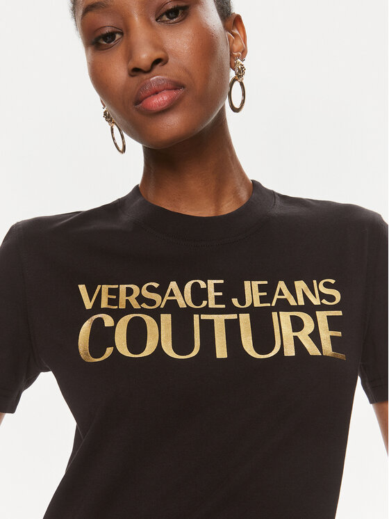 Versace Jeans Couture Versace Jeans Couture T-shirt 76HAHT04 Crna Slim Fit