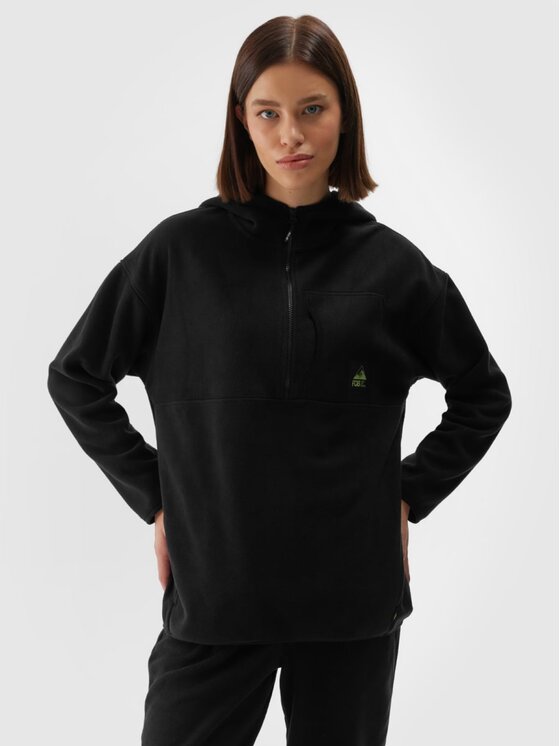 4F 4F Felpa di pile 4FWAW24TFLEF248-20S Nero Regular Fit