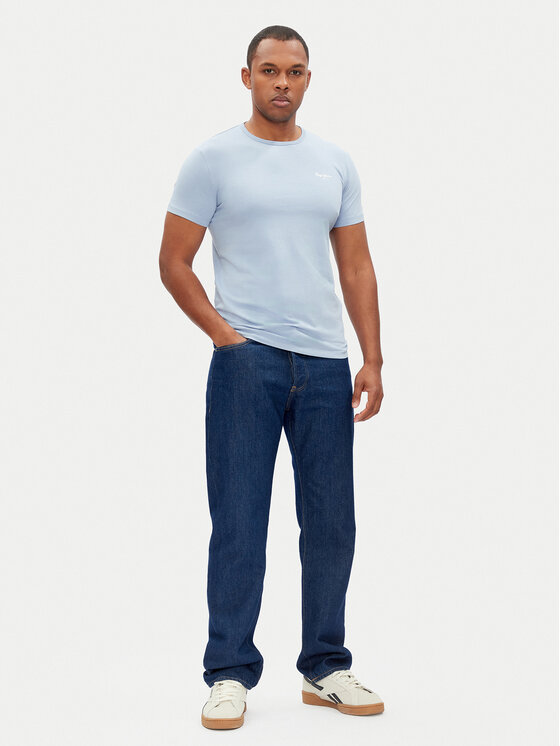 Pepe Jeans Pepe Jeans Marškinėliai Original Basic PM508212 Žydra Slim Fit