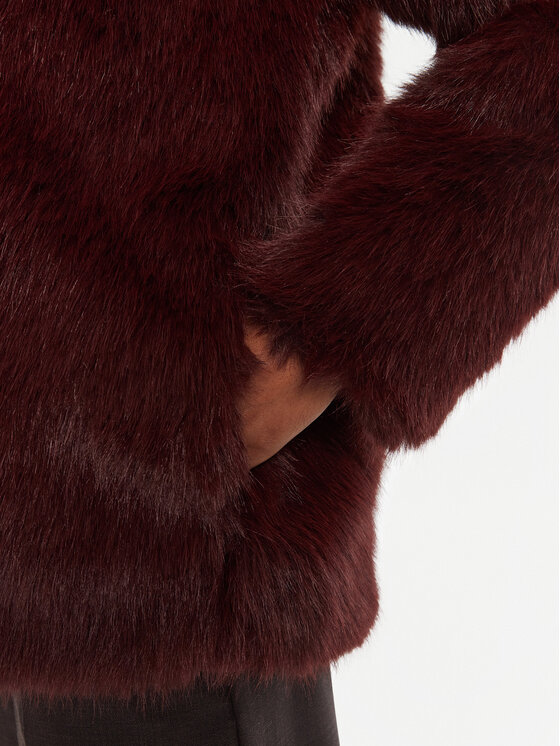 ICONA ICONA Krzno Cappotti RI5LE012 Tamnocrvena Regular Fit