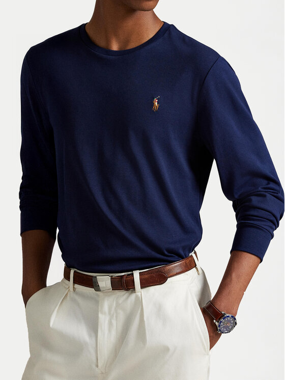 Polo Ralph Lauren Polo Ralph Lauren Majica z dolgimi rokavi 710760121 Mornarsko modra Slim Fit