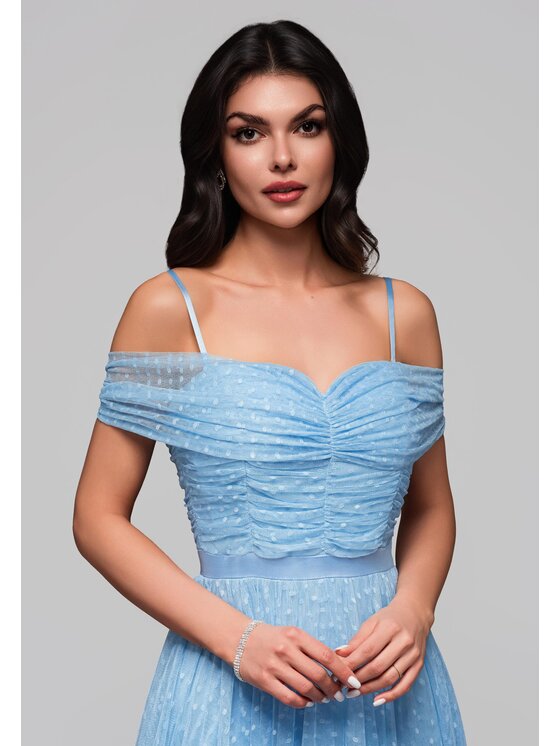 Ombre Ombre Sukienka koktajlowa LA-OM-DLR131 Niebieski Regular Fit
