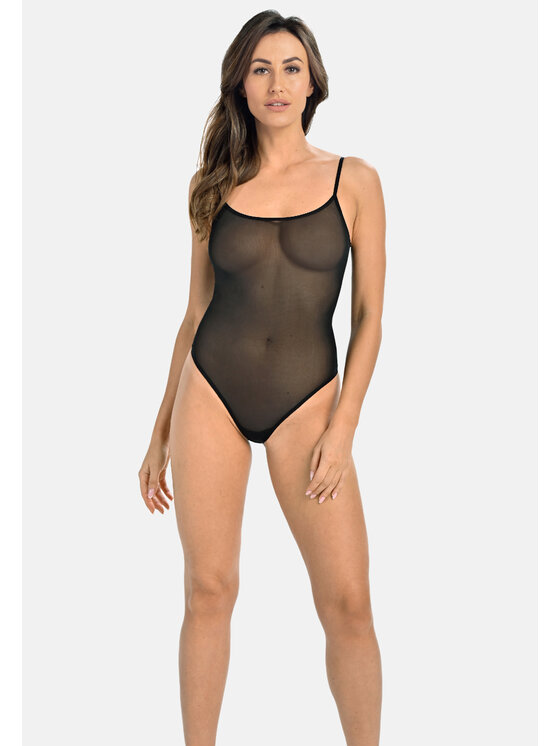 Teyli Teyli Body z siateczki na ramiączkach Sophi Czarny