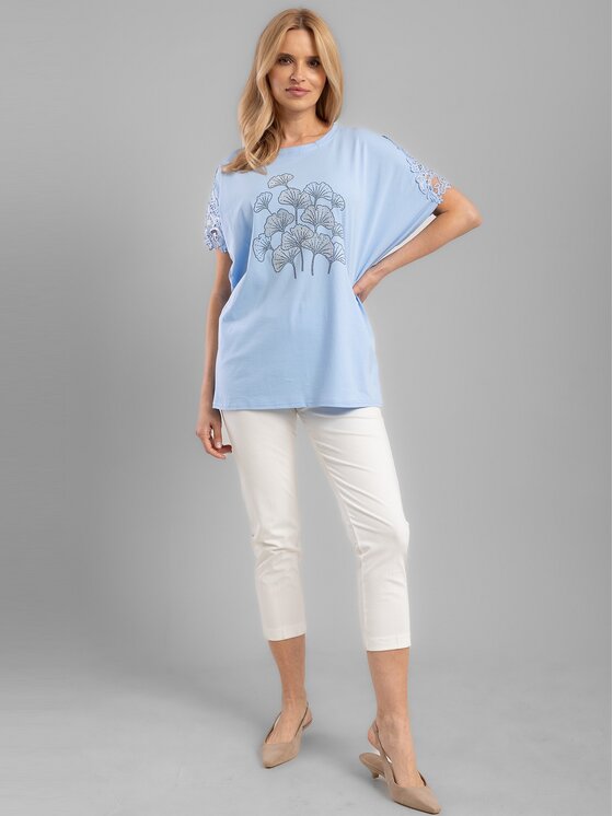Perso Perso T-Shirt TCE242114F Błękitny Regular Fit