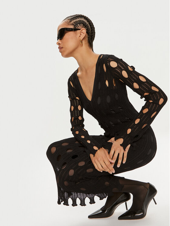 PINKO Pinko Kootud kleit Ring 103470 A1UN Must Slim Fit