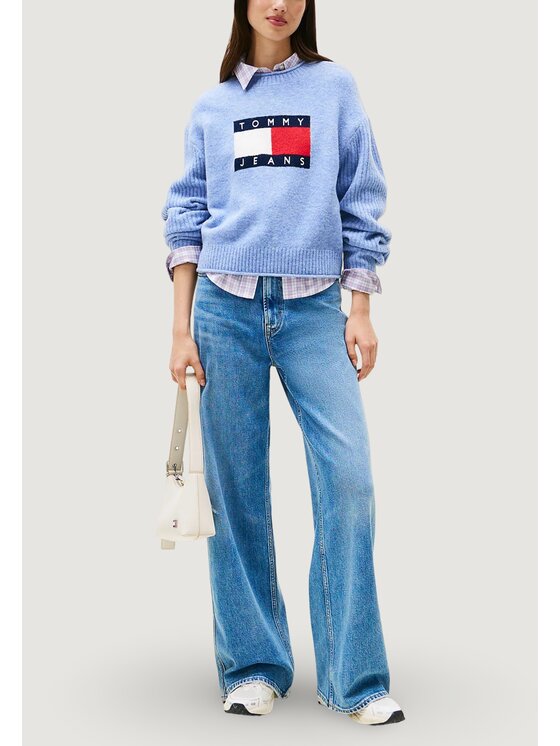 Tommy Jeans Tommy Jeans Πουλόβερ TJW MELANGE FLAG SWE Μωβ Casual Fit