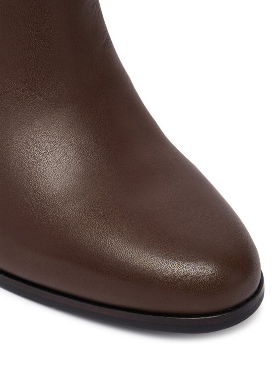 LAUREN RALPH LAUREN LAUREN RALPH LAUREN Polokozačky Brooke II Calfskin Bootie Heel 802974475003 Hnědá