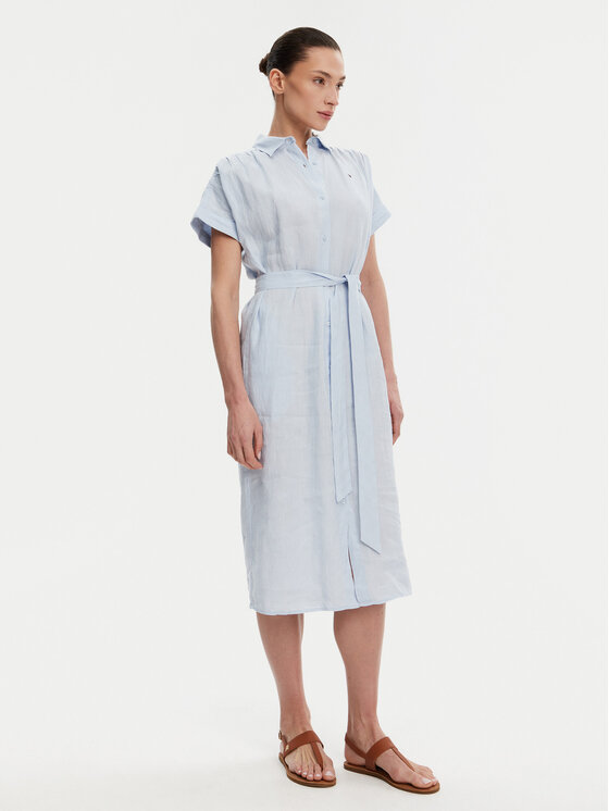 Tommy Hilfiger Tommy Hilfiger Rochie tip cămașă Ess WW0WW44653 Albastru celest Regular Fit