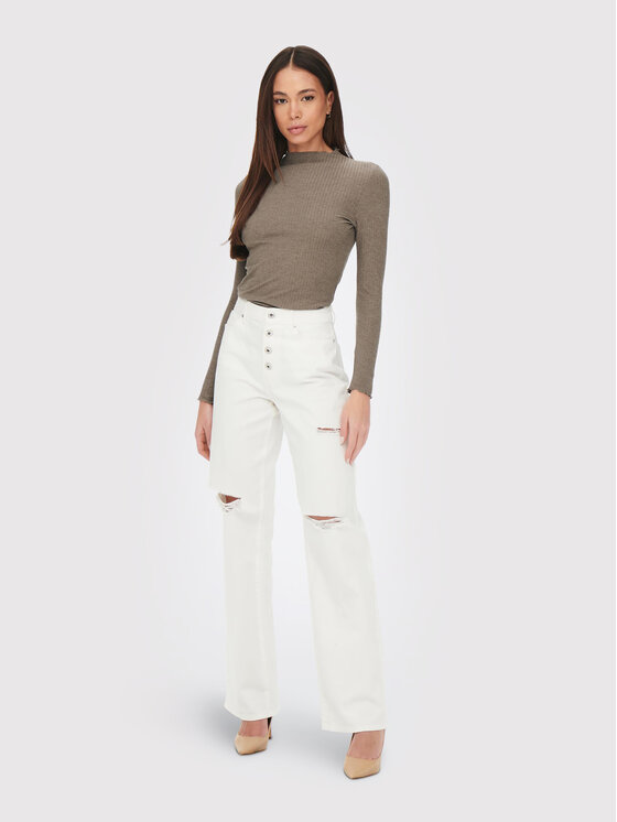 ONLY ONLY Μπλουζάκι Emma 15180040 Καφέ Slim Fit