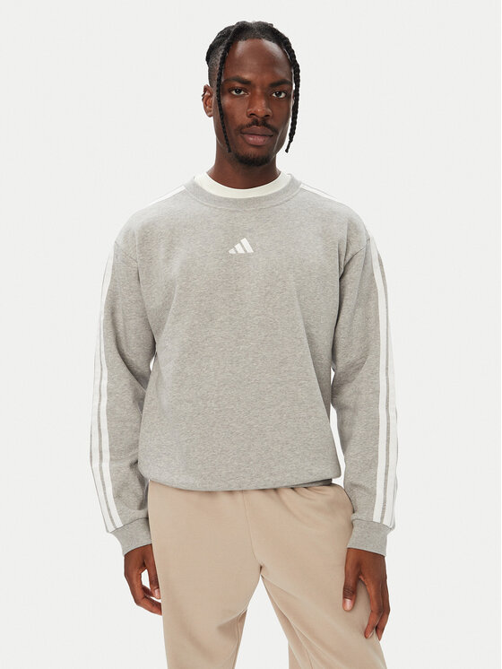 adidas Суитшърт Essentials 3-Stripes Fleece KY4158 Сив Regular Fit