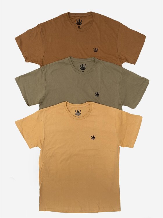 Jigga Wear Jigga Wear Komplet t-shirtów Korona Brązowa / Beżowa / Zielona Jigga Wear Mini Crown XXL Beżowy Regular Fit