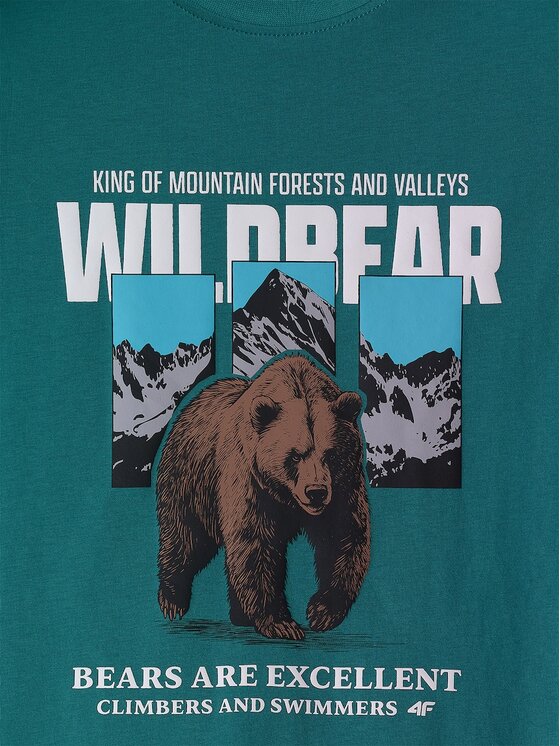 4F 4F T-Shirt 4FJKAW26TTSHM4456-46S Zielony Regular Fit