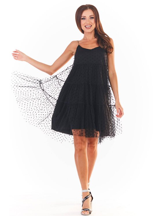 Awama Awama Sukienka letnia A356 Czarny Basic Fit