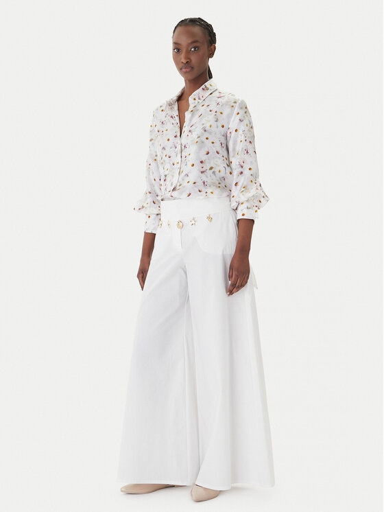 Marella Marella Hlače Gala 2613131122 Bijela Wide Leg