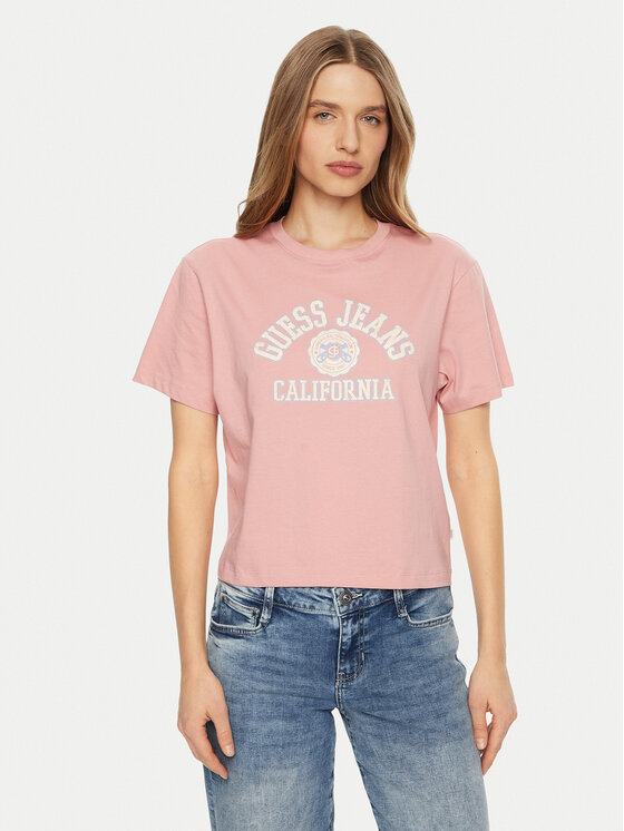 Guess Tričko W5RI43 K8HM0 Ružová Regular Fit