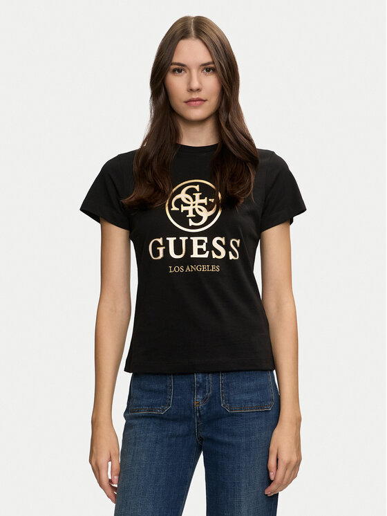 Guess T-krekls Stacie V4BI00 I3Z14 Melns Regular Fit