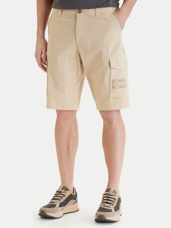 Napapijri Pantalon scurți din material N-Horton NP0A4HOS Bej Regular Fit
